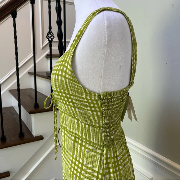 Faithfull the Brand Green and White Ruched Sweetheart Sundress - Picture 6 of 13